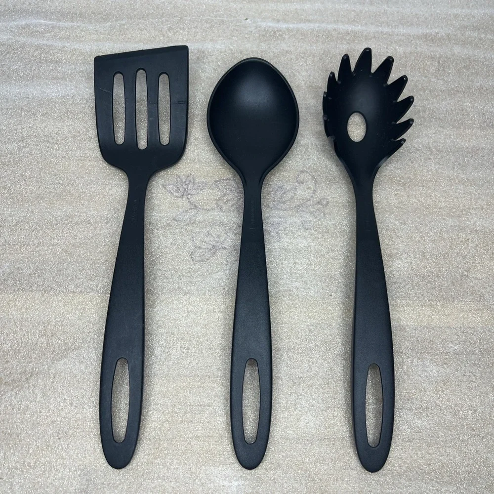 Tramontina Black Kitchen Utensils - Spatula, Spoon, Pasta Spoon- Great Condition
